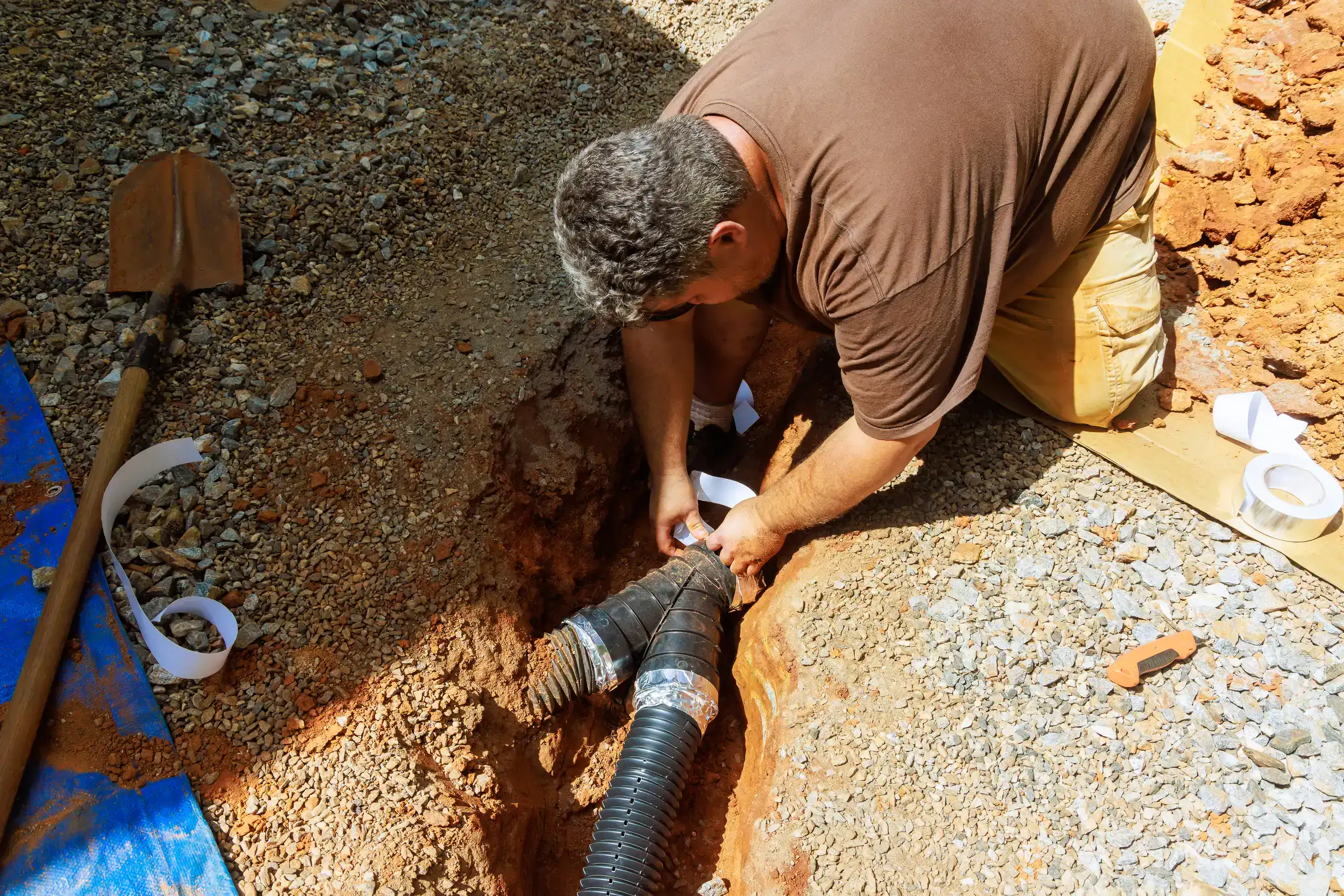 man installing a Y tube