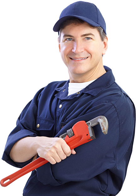 A plumber in uniform with transparent background.